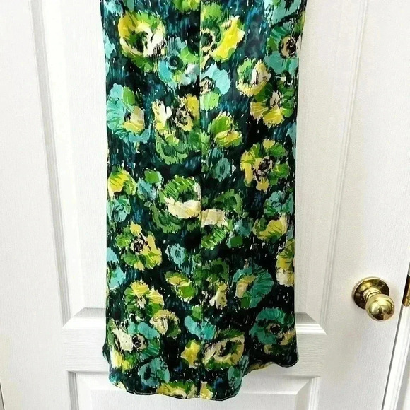 Donna Ricco Silk Halter Dress Flowy A-Line Green Blue Yellow Floral Size 8 - Picture 9 of 15